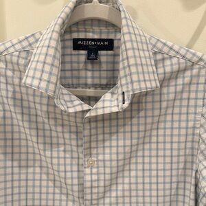 Mizzen+Main Light Blue Plaid Dress Shirt